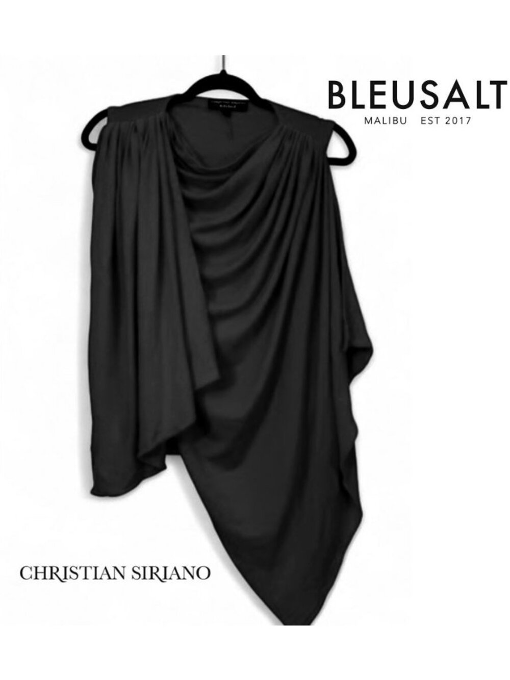 Christian Siriano x Bleusalt Draped black Point Top, size 3/Large